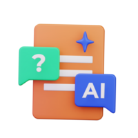 question répondre bavarder document papier avec ai artificiel intelligence bavarder bot 3d rendre icône illustration conception png