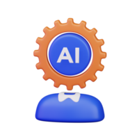 ai gear had with human body for human brain replaced by computer robot concept 3d render icon illustration design png