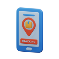 package cardboard box inside pin map location for online shipment tracking mobile app point 3d rendered icon illustration design png