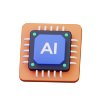 AI computer chip processor for artificial intelligence digital brain concept 3d icon illustration design png