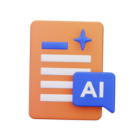 document paper text written by smart chat ai assistant 3d render icon illustration design png