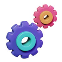 pair of gear 3d icon illustration for team work cooperation in business task concept design png