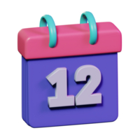 diciembre mes calendario para negocio 3d icono ilustración diseño png