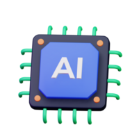 AI computer chip processor for artificial intelligence digital brain concept 3d icon illustration design png