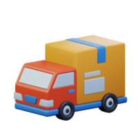 camion consegna auto con cartone pacchetto scatola per e-commerce spedizione carico mezzi di trasporto servizio 3d reso icona illustrazione design png