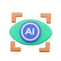 capture eye with AI lens illustration for virtual reality computer vision 3d icon design png