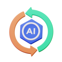 esagonale ai simbolo con girare al di sopra di ciclo freccia 3d rendere icona illustrazione design png