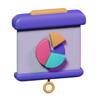 presentation slide screen with pie chart infographic symbol for business meeting 3d icon design png