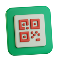 escanear qr código para fácil transacción y pago método comercio 3d icono ilustración diseño png