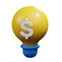 light bulb with dollar money currency symbol for bright idea financial strategy concept 3d render icon illustration design png