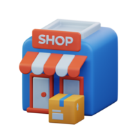 package order box in front of the market store ready to pick up by delivery service 3d rendered icon illustration design png