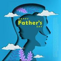 happy fathers day paper cut out illustration vector