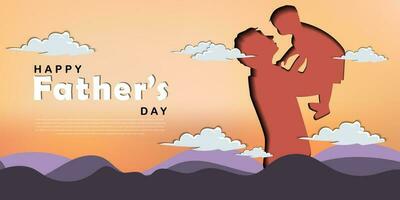 happy fathers day paper cut out illustration vector