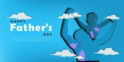 happy fathers day paper cut out illustration vector