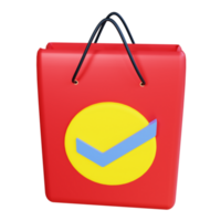 3D Rendering Check Bag icon object png