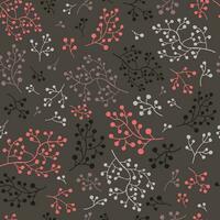 Ornamental plant pattern. Repeat pattern of cozy, fashionable, earthy colors.  Leaves on dark background. vector