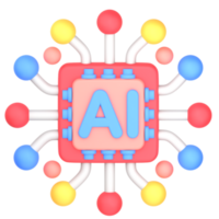 3d illustration av artificiell intelligent chip png