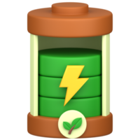 3d illustrazione di eco batteria ricarica png