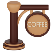 3D Illustration of coffee signboard png