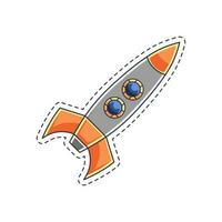 Cute sticker illustration of rocket and spaceship model 13 vector