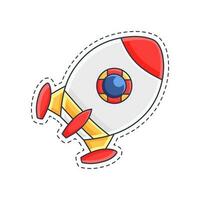 Cute sticker illustration of rocket and spaceship model 9 vector