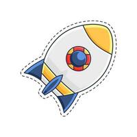 Cute sticker illustration of rocket and spaceship model 2 vector