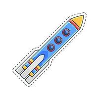 Cute sticker illustration of rocket and spaceship model 8 vector