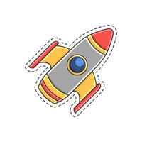 Cute sticker illustration of rocket and spaceship model 14 vector