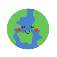 Cute earth cartoon flat globe icon. png