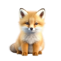 Illustration painting of cute fox isolated transparent background, Digital art, , png