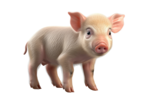 Illustration painting of cute pig isolated transparent background, Digital art, , png