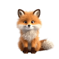 Illustration painting of cute fox isolated transparent background, Digital art, , png