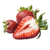 Strawberry watercolor Hand draw painting isolated on transparent background. . . png