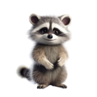 Illustration painting of cute raccoon isolated transparent background, Digital art, , png