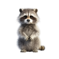 Illustration painting of cute raccoon isolated transparent background, Digital art, , png