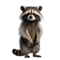 Illustration painting of cute raccoon isolated transparent background, Digital art, , png