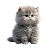 Illustration painting of cute cat isolated transparent background, Digital art, , png