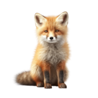 Illustration painting of cute fox isolated transparent background, Digital art, , png