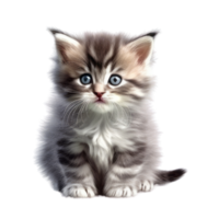 Illustration painting of cute cat isolated transparent background, Digital art, , png