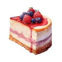 Watercolor painting of cheesecake clip art. Bakery dessert.transparent background., . png