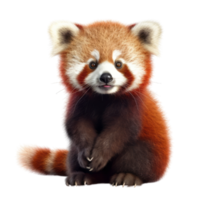 Illustration painting of cute red panda isolated transparent background, Digital art, , png