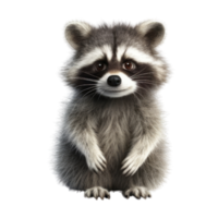 Illustration painting of cute raccoon isolated transparent background, Digital art, , png