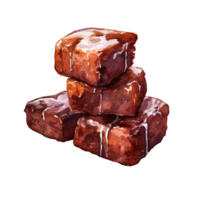 waterverf schilderij van stack brownie met amandel klem kunst. bakkerij toetje.transparant achtergrond.ai gegenereerd, generatief ai. png