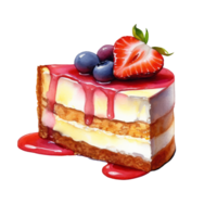 Watercolor painting of cheesecake clip art. Bakery dessert.transparent background., . png