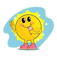 Sun Cartoon happy face. Sun character. vector