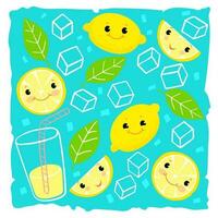 Ice cold lemonade funny. Lemonade sign. Illustration vector