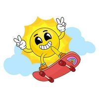 Sun Cartoon happy face. Sun character. vector