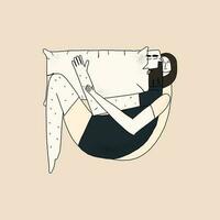 Man and woman embrace and sleep together. Family support and love. Vector illustration in hand drawn style