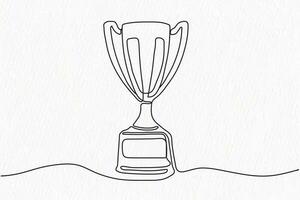 Continuous line art of trophy. Award line drawing vector