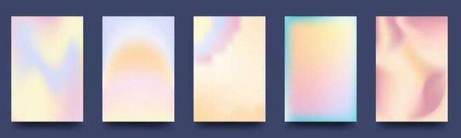 Colored gradient backgrounds, color grading, abstract holographic vector posters. Neon colors, soft mixed mesh, translucent backgrounds. Vector